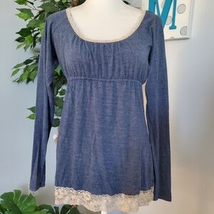 EYELASH COUTURE Y2K Lace Trim Babydoll Top L